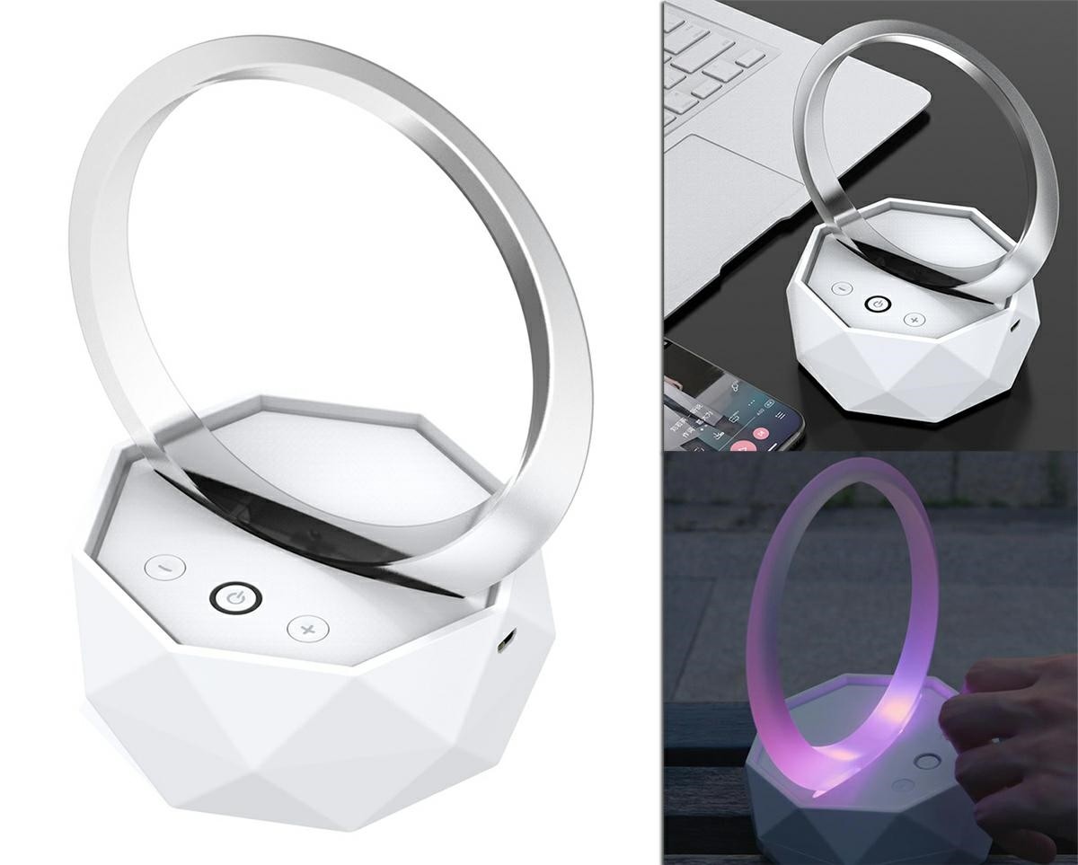Boxa wireless portabila RGB, Bluetooth 5.0, intrare USB, 1500mAh, 80Hz - 20KHz, 85dB, 3000K, 1A, 3W, 5V, 18 x 11 x 11cm, alb - imagine 9